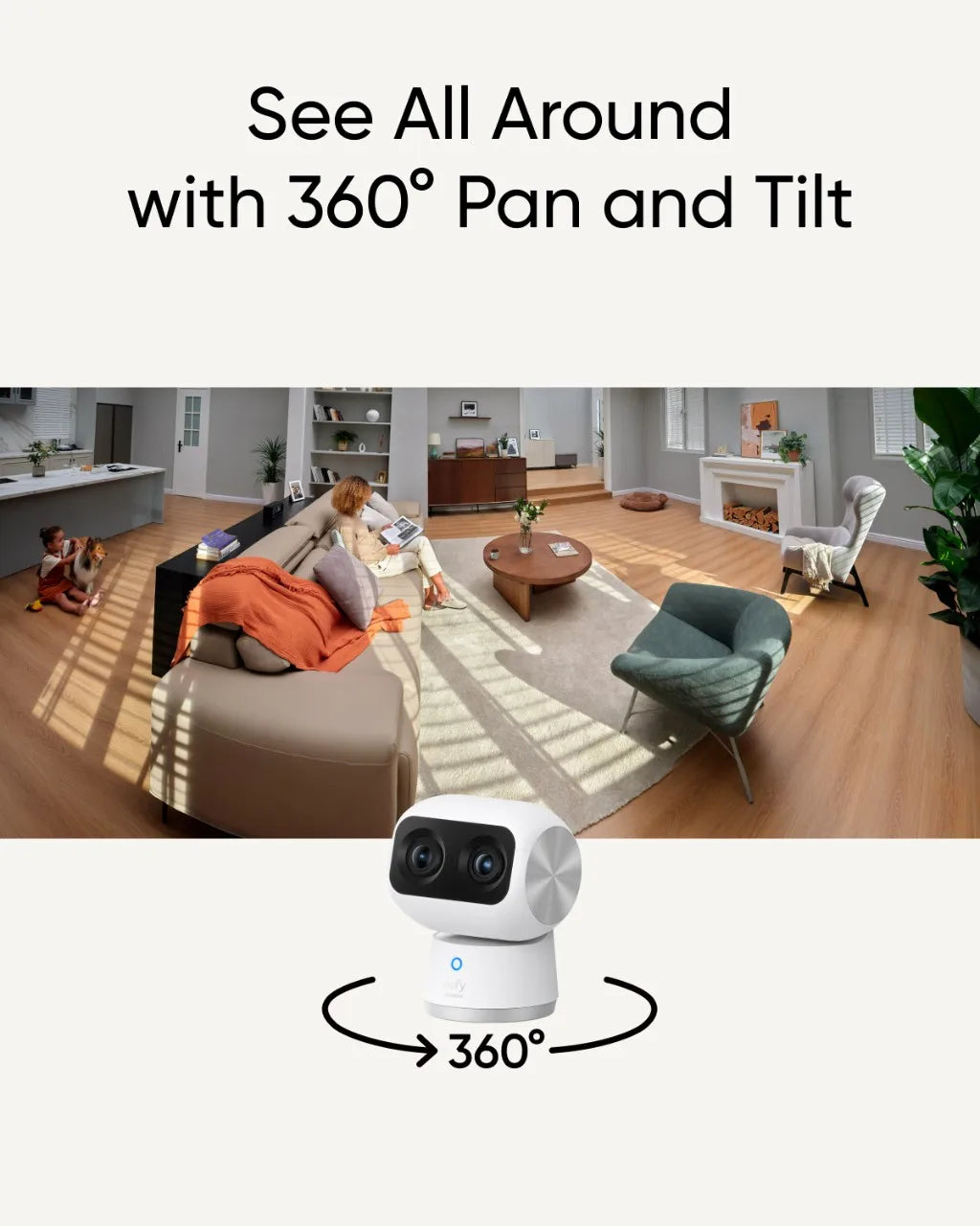 eufy S350 Indoor Cam – 4K Dual Lens, 360° PTZ, AI Pet Tracking