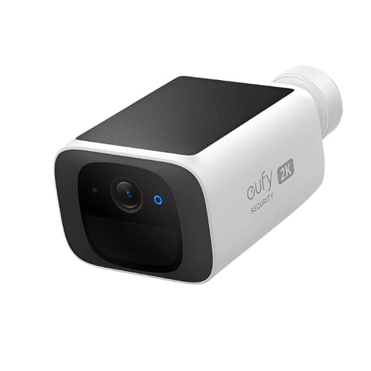 White security camera with black front on a white background